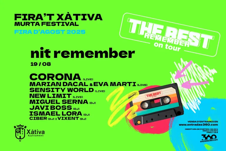 La Noche Remember hará vibrar Xàtiva con una sesión histórica llena de himnos de los 90